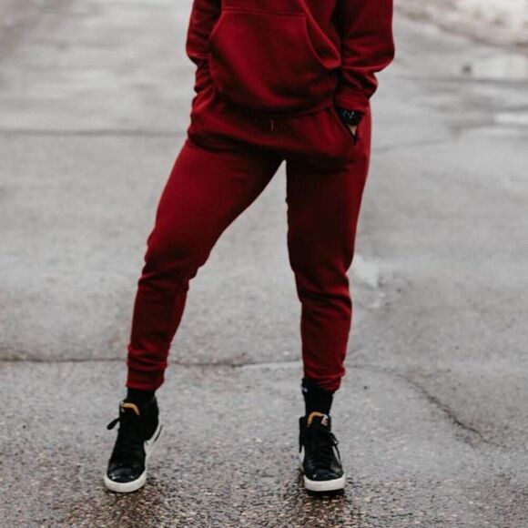 Flag Nor Fail Unisex Essential Fleece V2 Joggers in Bloodstone Red Extra Small - Picture 2 of 8